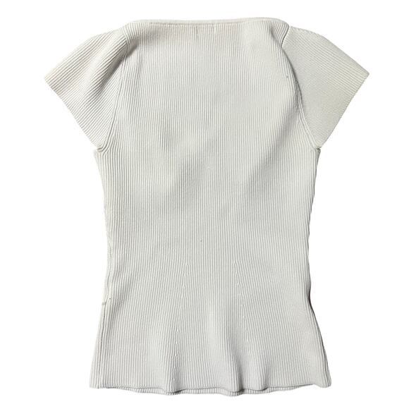 River Island White Slim Corset Style Ribbed Top Size 10 - Picture 2 of 2